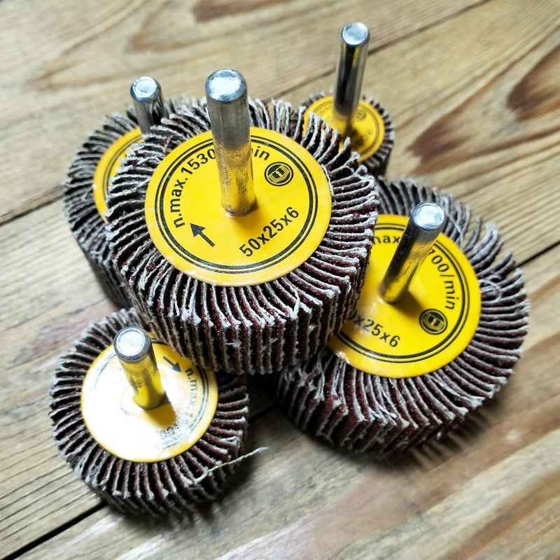 JUNLIXN 10 Pcs Abrasive Flap Wheels Sander, 1/4'' Shank Flap Wheel for Drill, Grinder, Rotary Tools (25/30/40/50/60mm) - Image 3